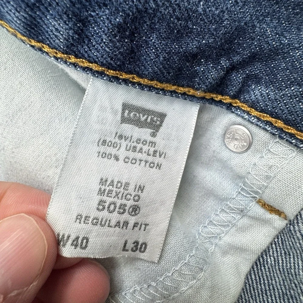 Levi's‎ 505 Regular Fit Straight Leg Blue Denim Jeans Mens Size 40x30 Distressed